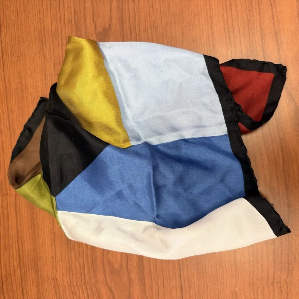 Vintage Chameleon Hand-Rolled Silk Made In Italy Square Scarf Geometric 17”x17”